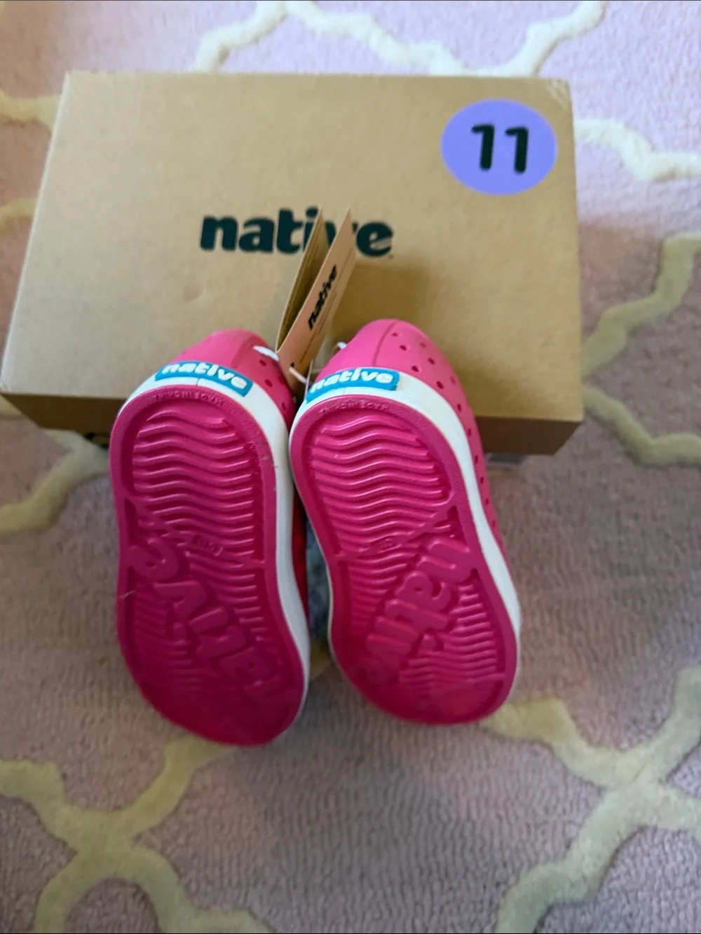 Native Kids Slip-On Water Shoes in Hot Pink with White Toe Cap